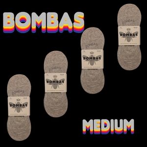Bombas 4 Pair No Show Socks BNWT Gray Medium Lightweight Invisitoe
